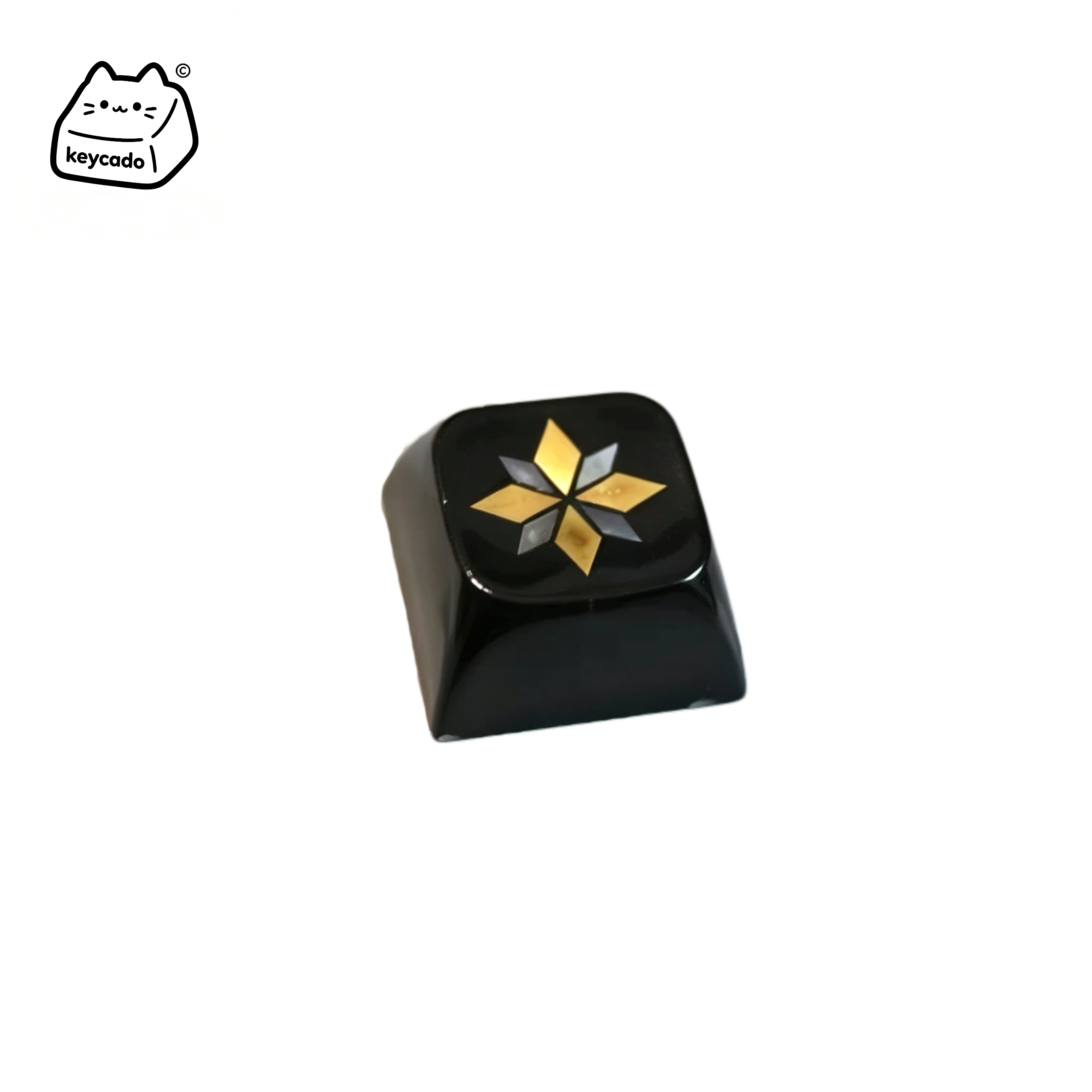 Mosaic Mother of Pearl Inlay Artisan Keycap, Traditional Chinese Four Pointed Star Pattern XDA Profile Key Cap Compatible With Cherry MX Gateron Kailh All MX Mechanical Keyboard Switches - Image 1
