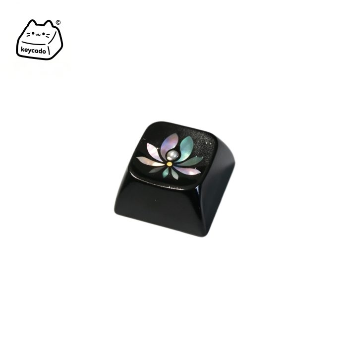 Mosaic Mother of Pearl Inlay Artisan Keycap, Traditional Chinese Lotus Flower Pattern XDA Profile Key Cap Compatible With Cherry MX Gateron Kailh All MX Mechanical Keyboard Switches - Image 1