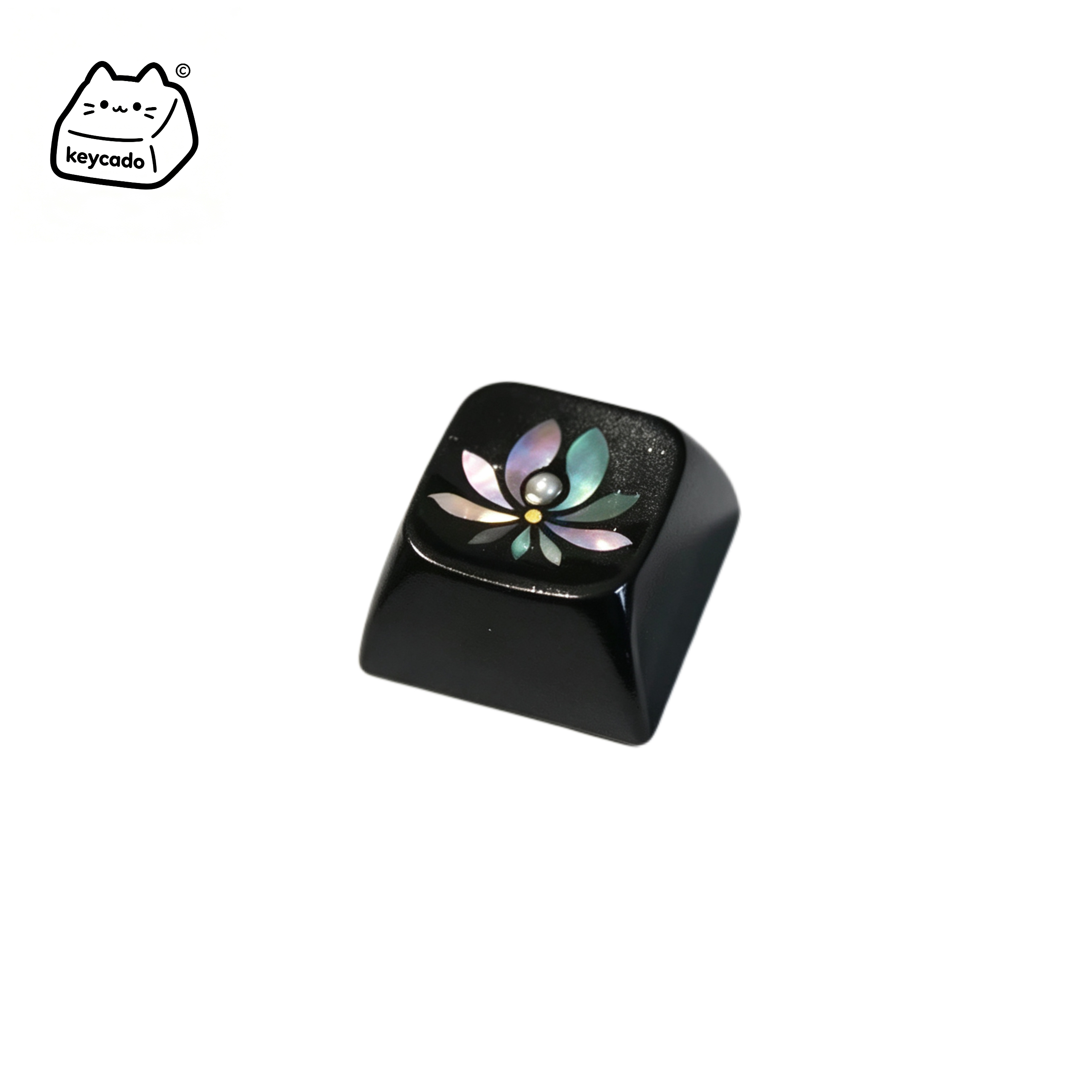 Mosaic Mother of Pearl Inlay Artisan Keycap, Traditional Chinese Lotus Flower Pattern XDA Profile Key Cap Compatible With Cherry MX Gateron Kailh All MX Mechanical Keyboard Switches - Image 1