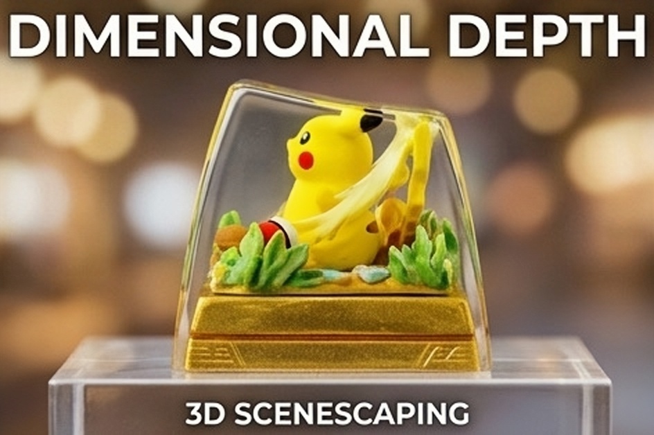 Pokemon 3D Resin Diorama Artisan Keycap, Handmade Scene Landscape Character Keycap For MX Mechanical Keyboard Switches - Image 51